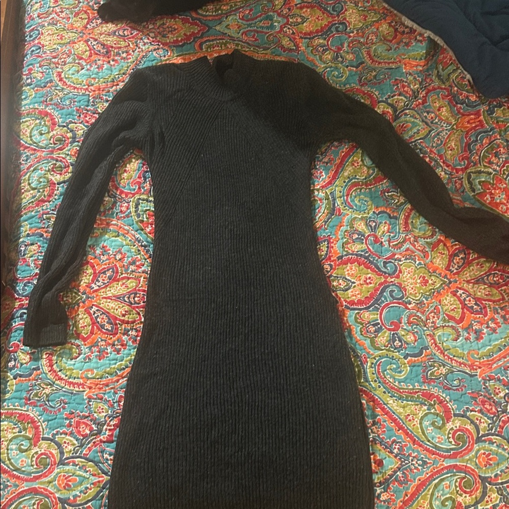 French Connection Charcoal Long Sleeve Knit Dress